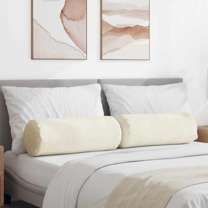 Perne Bolster 2 pcs Crem Ø 25 x 70 cm Țesătură din corduroy GartenMobel Dekor