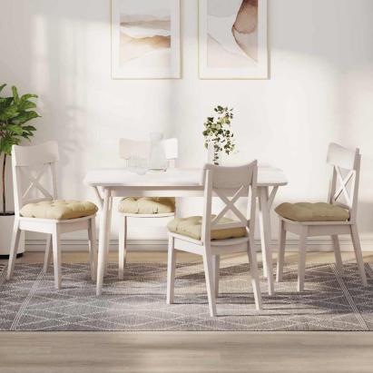 Perne de Șezut 4 pcs Crem 45 x 45 x 12 cm țesătură GartenMobel Dekor