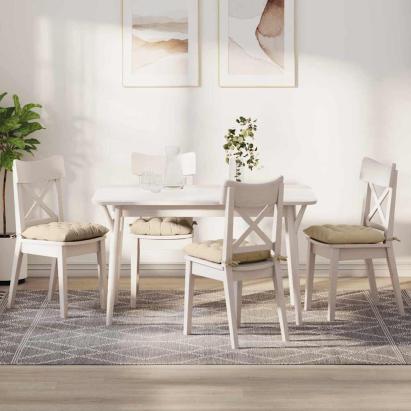 Perne de Șezut 4 pcs Crem 40 x 40 x 6 cm Microfibră GartenMobel Dekor