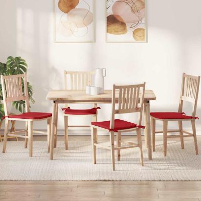 Perne de Șezut 4 pcs Roșu 40 x 40 x 3 cm țesătură GartenMobel Dekor