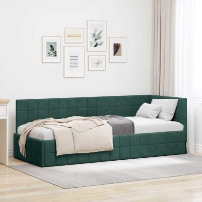 Cadru de pat colțar Verde închis 80 x 200 cm Catifea GartenMobel Dekor