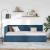 Cadru de pat colțar cu headboard albastru 100 x 200 cm țesătură GartenMobel Dekor