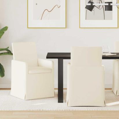 Scaune de dining cu roți 2 pcs Bej 57 x 67 x 95 cm in GartenMobel Dekor