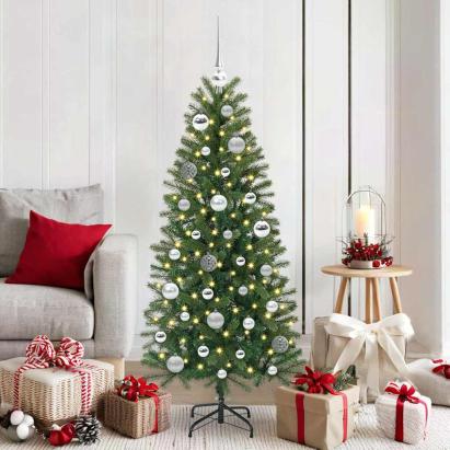 Set de Globuri de Crăciun cu 150 LED 61 pcs Argintiu Plastic GartenMobel Dekor