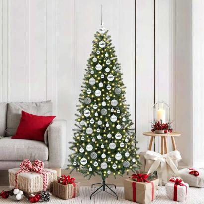 Set de Globuri de Crăciun cu 300 LED 120 pcs Argintiu Plastic GartenMobel Dekor