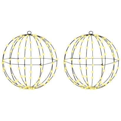 Bola cu 192 LED 2 pcs Alb cald 40 cm Metal GartenMobel Dekor