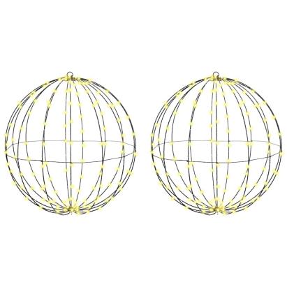 Bola cu 384 LED 2 pcs Alb cald 60 cm Metal GartenMobel Dekor