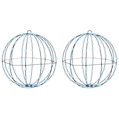 Bola cu 320 LED 2 pcs Alb rece 50 cm Metal GartenMobel Dekor