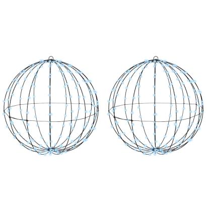 Bola cu 384 LED 2 pcs Alb rece 60 cm Metal GartenMobel Dekor