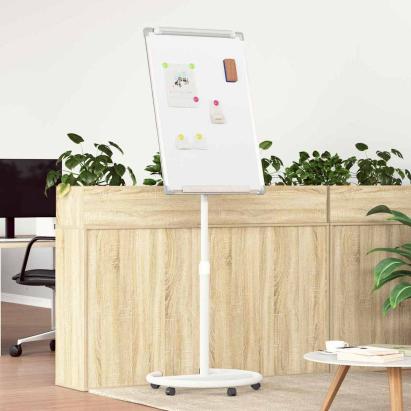 Tablă albă magnetică cu roata Alb și gri 62 x 62 x 195 cm EPS GartenMobel Dekor