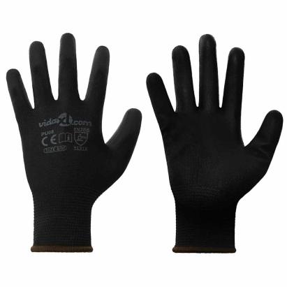 Manusi pentru Muncă 12 pcs Negru 8 / m Poliester GartenMobel Dekor