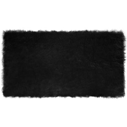 Covor Faux din Lână de oaie Negru 60 x 110 cm Poliester GartenMobel Dekor
