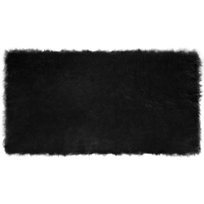 Covor Faux din Lână de oaie Negru 80 x 150 cm Poliester GartenMobel Dekor