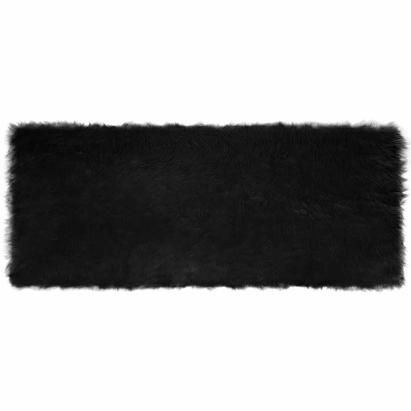Covor Faux din Lână de oaie Negru 80 x 200 cm Poliester GartenMobel Dekor