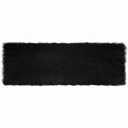 Covor Faux din Lână de oaie Negru 80 x 250 cm Poliester GartenMobel Dekor