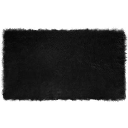 Covor Faux din Lână de oaie Negru 100 x 200 cm Poliester GartenMobel Dekor