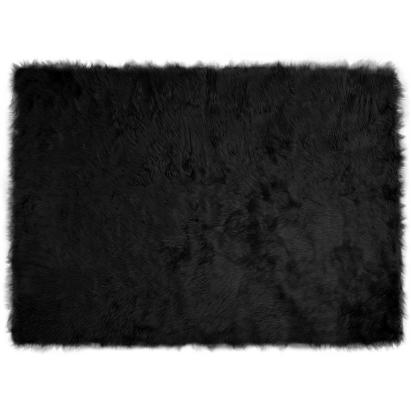 Covor Faux din Lână de oaie Negru 120 x 170 cm Poliester GartenMobel Dekor