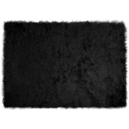 Covor Faux din Lână de oaie Negru 140 x 200 cm Poliester GartenMobel Dekor