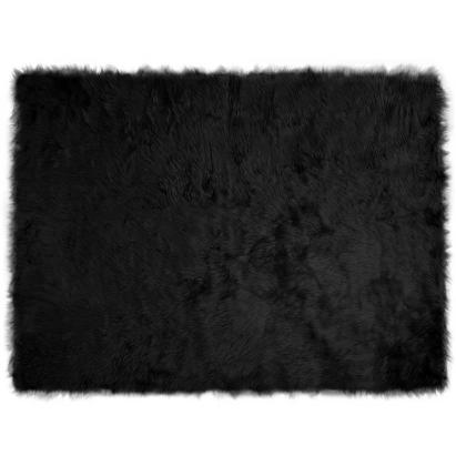 Covor Faux din Lână de oaie Negru 230 x 160 cm Poliester GartenMobel Dekor