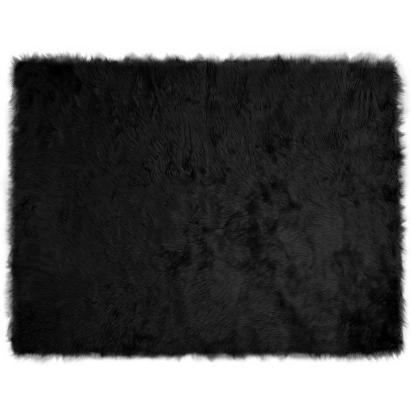 Covor Faux din Lână de oaie Negru 240 x 340 cm Poliester GartenMobel Dekor