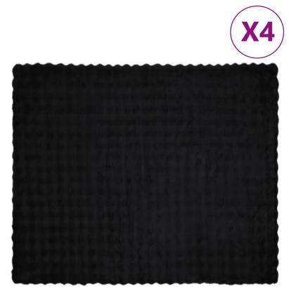 Pătură din Blană sintetică de Iepure 4 pcs Negru 220 x 240 cm GartenMobel Dekor