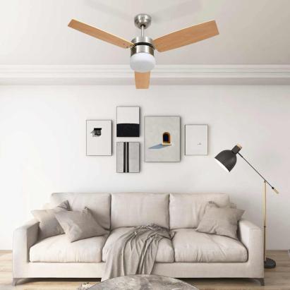 Ventilator tavan cu iluminare/telecomandă, maro deschis, 108 cm GartenMobel Dekor