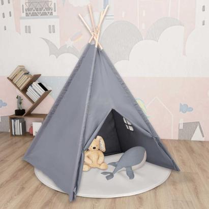 Cort de copii teepee cu geantă, gri 120x120x150 cm, piersică GartenMobel Dekor