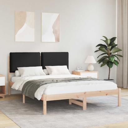 Cadru de pat cu tăblie tapițată cu headboard Negru 135 x 190 cm GartenMobel Dekor