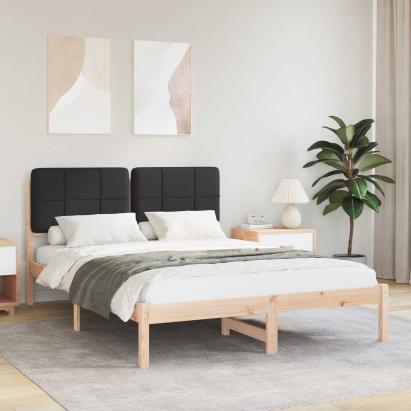 Cadru de pat cu tăblie tapițată cu headboard Negru 135 x 190 cm GartenMobel Dekor