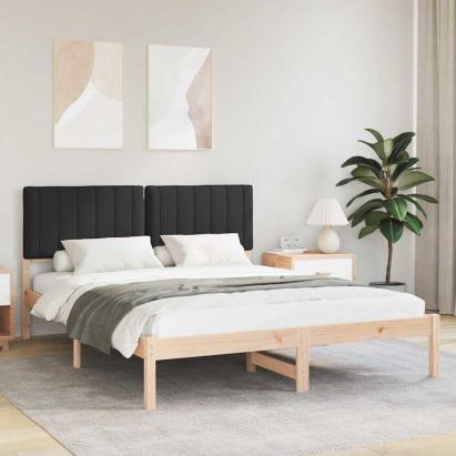 Cadru de pat cu tăblie tapițată cu headboard Negru 150 x 200 cm GartenMobel Dekor