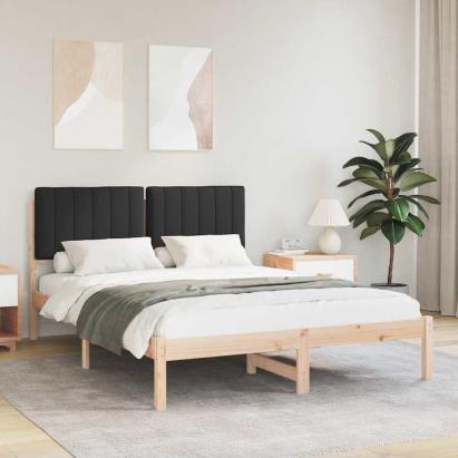 Cadru de pat cu tăblie tapițată cu headboard Negru 140 x 200 cm GartenMobel Dekor