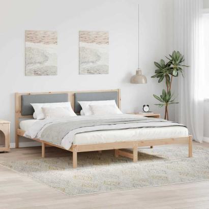 Cadru de pat Gri deschis 180 x 200 cm Lemn de pin masiv GartenMobel Dekor