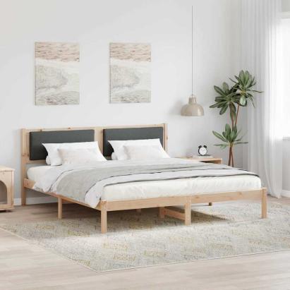 Cadru de pat Gri închis 180 x 200 cm Lemn de pin masiv GartenMobel Dekor