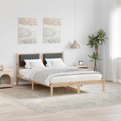Cadru de pat Gri închis 140 x 200 cm Lemn de pin masiv GartenMobel Dekor