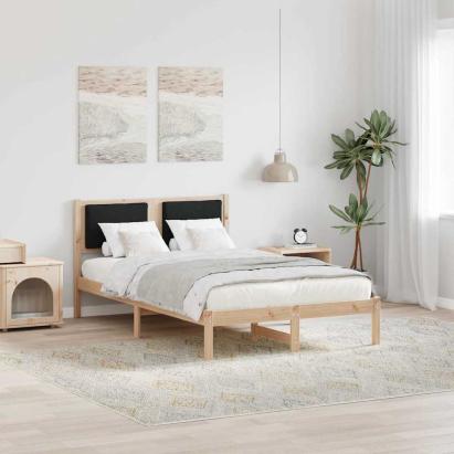 Cadru de pat cu headboard Negru 120 x 200 cm Lemn de pin masiv GartenMobel Dekor