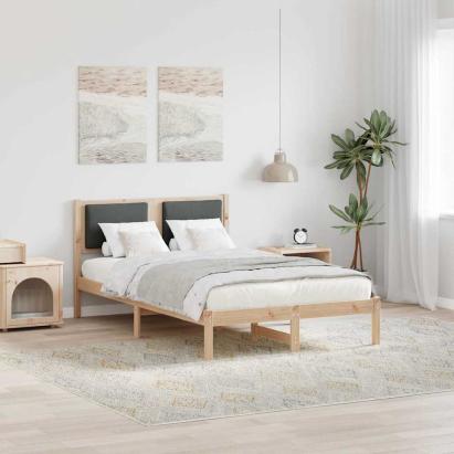 Cadru de pat Gri închis 120 x 190 cm Lemn de pin masiv GartenMobel Dekor