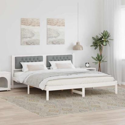 Cadru de pat Gri deschis 160 x 200 cm Lemn de pin masiv GartenMobel Dekor