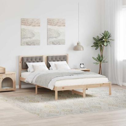 Cadru de pat Gri taupe 140 x 200 cm Lemn de pin masiv GartenMobel Dekor
