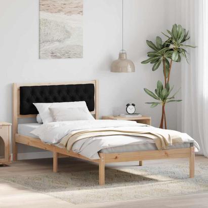 Cadru de pat cu headboard Negru 100 x 200 cm Lemn de pin masiv GartenMobel Dekor