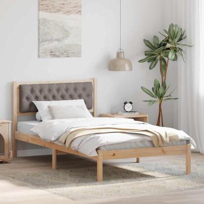 Cadru de pat Gri taupe 100 x 200 cm Lemn de pin masiv GartenMobel Dekor