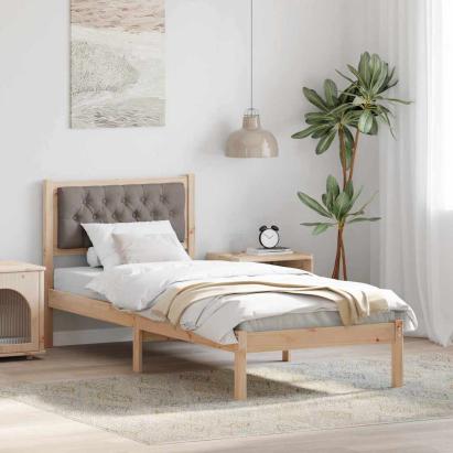 Cadru de pat Gri taupe 90 x 190 cm Lemn de pin masiv GartenMobel Dekor