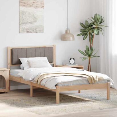 Cadru de pat cu tăblie tapițată Gri taupe 100 x 200 cm GartenMobel Dekor