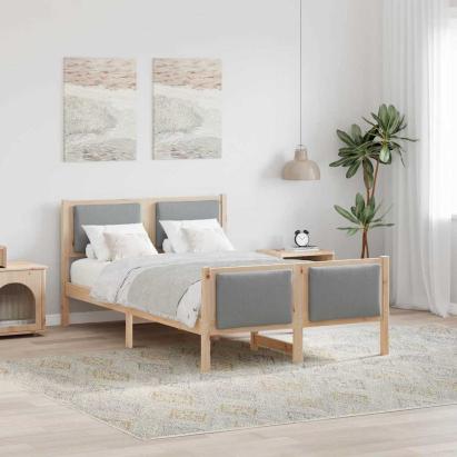 Cadru de pat cu headboard Gri deschis 120 x 200 cm țesătură GartenMobel Dekor