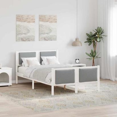 Cadru de pat cu headboard Gri deschis 120 x 200 cm țesătură GartenMobel Dekor