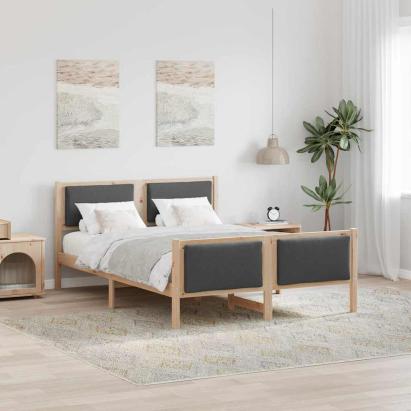 Cadru de pat cu headboard Gri închis 140 x 190 cm țesătură GartenMobel Dekor