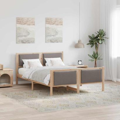 Cadru de pat cu headboard Gri taupe 140 x 190 cm țesătură GartenMobel Dekor