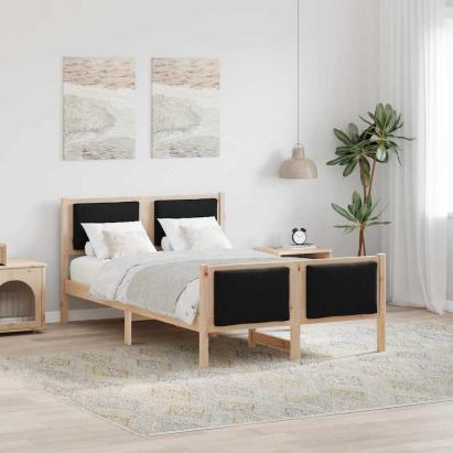 Cadru de pat cu headboard Negru 120 x 190 cm țesătură GartenMobel Dekor