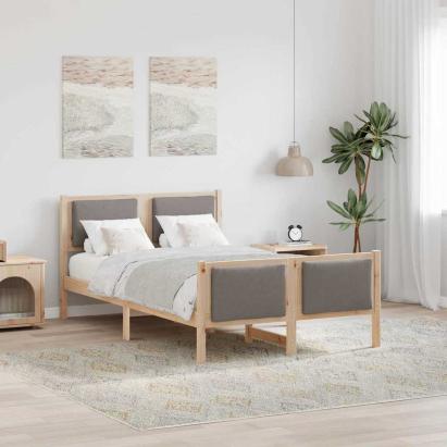 Cadru de pat cu headboard Gri taupe 120 x 190 cm țesătură GartenMobel Dekor