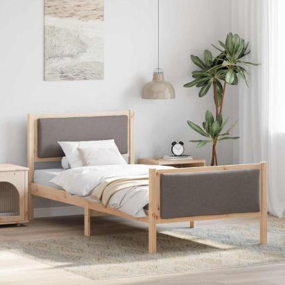 Cadru de pat cu headboard Gri taupe 90 x 200 cm țesătură GartenMobel Dekor