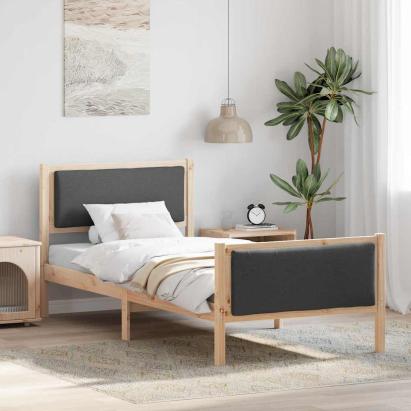 Cadru de pat cu headboard Gri închis 90 x 190 cm țesătură GartenMobel Dekor